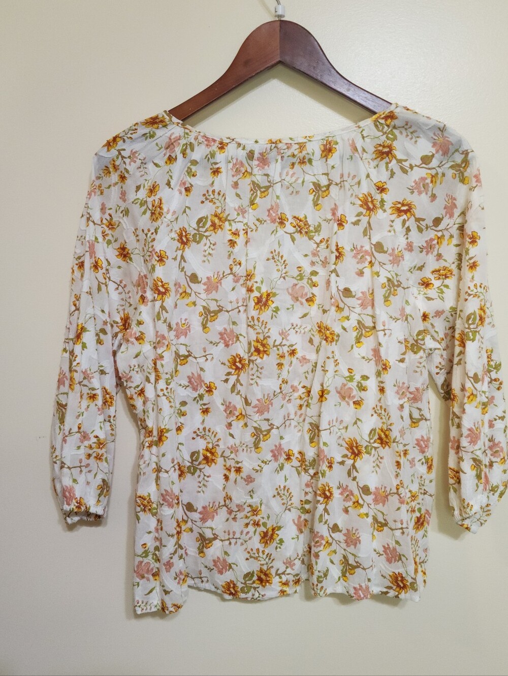 Hester & Orchard New York Shirt Embroidered Insert Floral Boho Peasant Blouse L - Picture 9 of 9